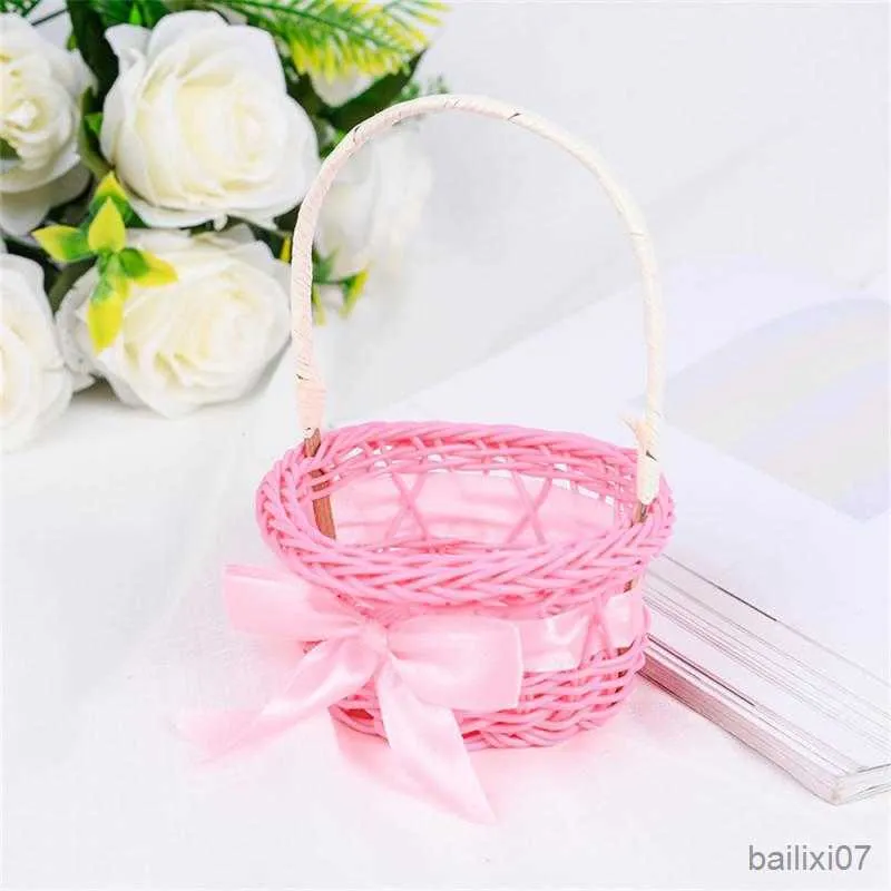 Basket Small Flower Basket Hand-held Mini Flower Basket Small Storage Basket Wedding Home Office Dormitory Table Decoration Accessories