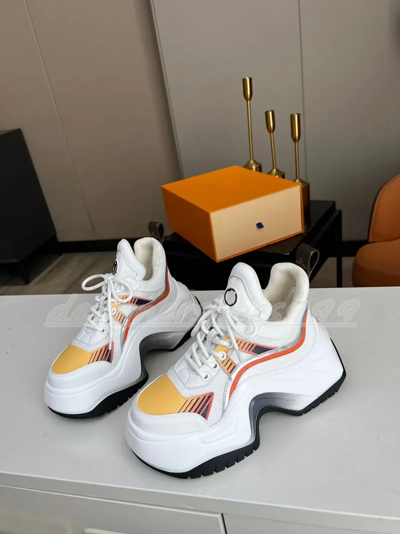 Platform Sneakers Luxury Arch Support, Calf Leather, Color Block Design,  Comfortable Walking Shoes, Size 35-46, Unisex Style