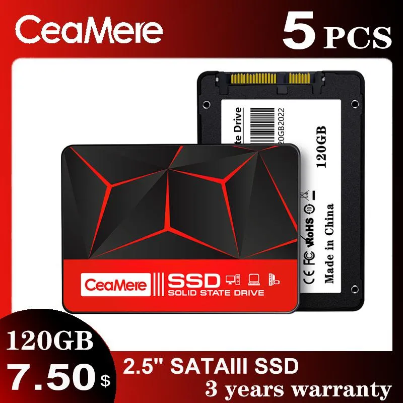 Azionamento SSD all'ingrosso SSD 5PCS 120GB 128GB 2,5 SSD SATA 240GB da 256 GB disco rigido da 480 GB Disk a stato solido interno per laptop desktop