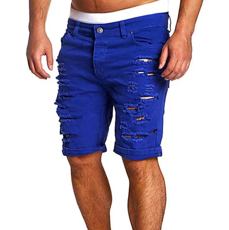 2023 New Summer Mens Hole Short Jeans Uomo Cotton Stretchs Casual Denim Shorts Pantaloni Fashion Hot Sell Cowboy Pantaloni Maschi