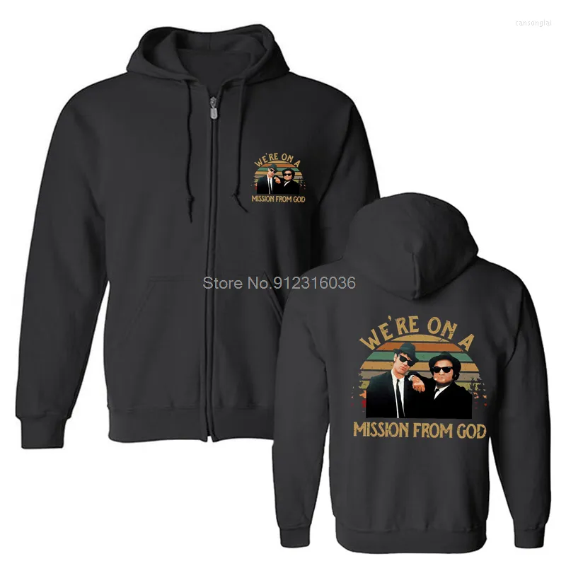 Herrtröjor Vintage Vi är på uppdrag från God Hoodie The Blues Brothers Men unisex hooded tröja Hip Hop Overized Sweter