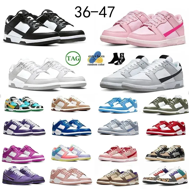 Casual Shoes Low Panda Triple Pink Grey Fog Syracuse Team Green Medium Olive UNC Georgetown Malachite Sail Walking Gai Jogging Sneakers Trainers Storlek 36-47