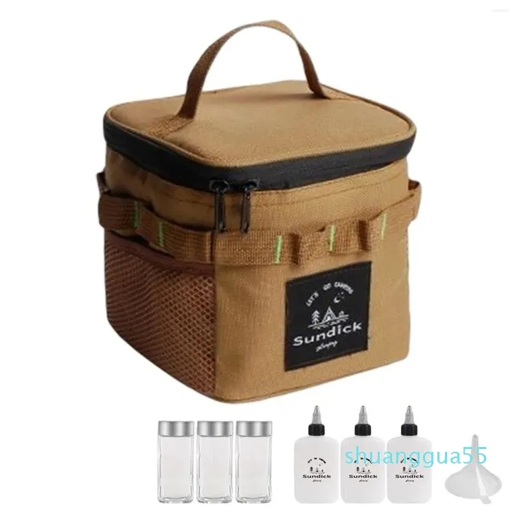 Sacs polochons Bouteille d'épices de camping en plein air Portable avec sac de rangement Condiments Conteneur Multifonctionnel Léger Pour Camping Pique-nique