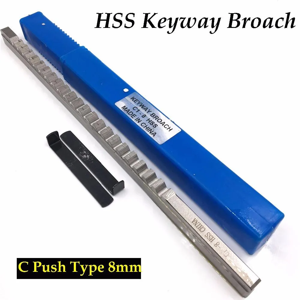 Braadspit 8mm C Pushtype Keyway Broach med Shim Metric Size High Speed ​​Steel för CNC Cutting Metalworking Tool