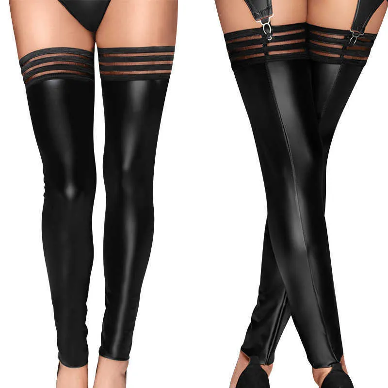 Faux leather thigh high stockings cheap