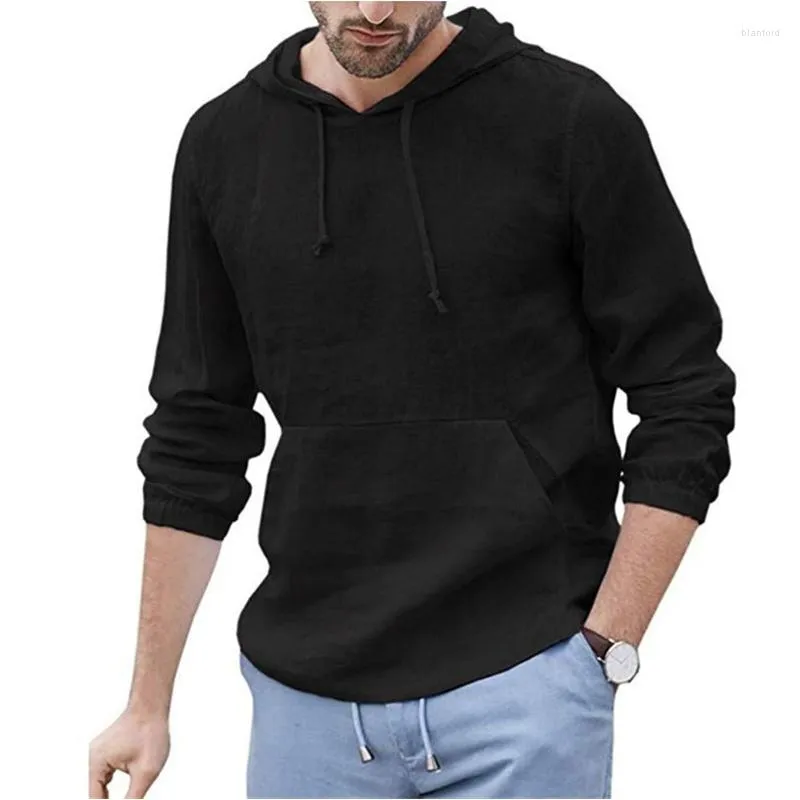 Heren t shirts casual man hoodie katoen linnen lange mouw losse basiskleur streetwear t -shirt mannelijke tee top plus size maat