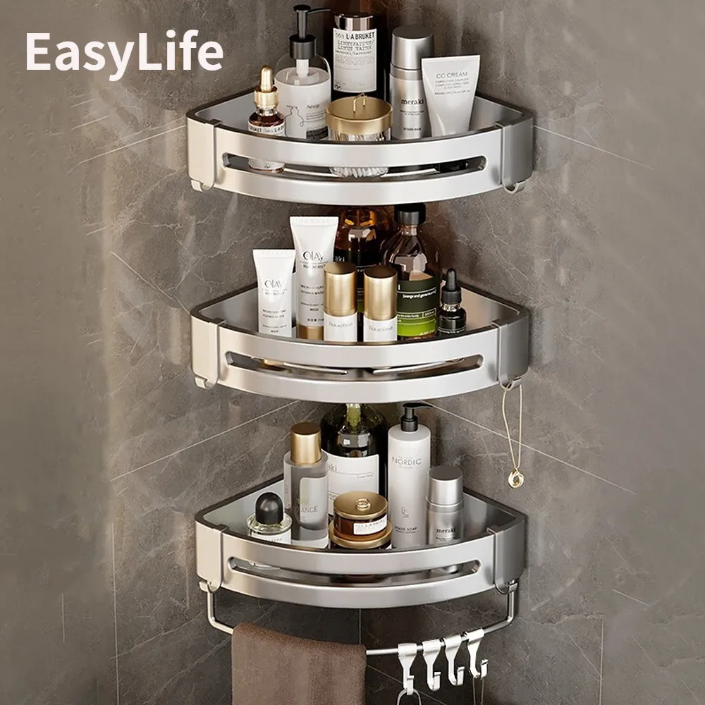 Badkamer planken badkamer planken muur gemonteerd geen boorruimte aluminium douche hoek opbergplank meerlagige keuken organisator rack accessoires 230530