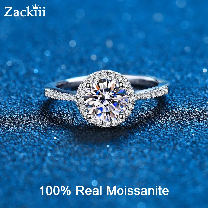 Solitaire Ring 0.5-3Ct Yüzük Elmas Halo Nişan Yüzüğü Rhodyum Kaplama Sterling STERLING SAMPER SONRAYA BAŞKA BANYOL 230529