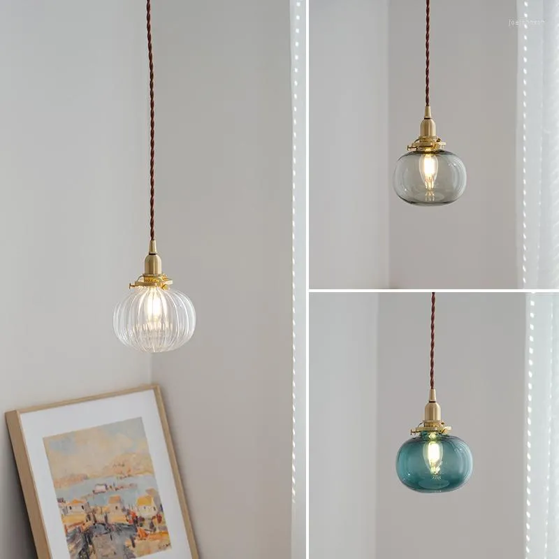 Lampes suspendues nordique Vintage lampe en verre Loft en laiton rétro luminaire cuisine salle à manger lampes suspendues pour plafond décor à la maison éclairage