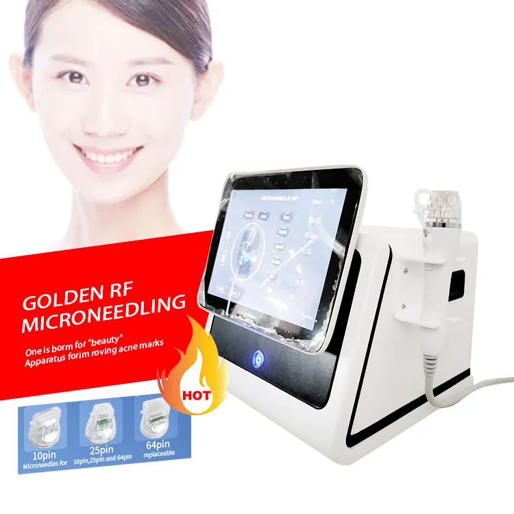 2023 September Promotion 4 tips Golden Crystal Painless Rf Microneedling Machine For Wrinkle Removal Stretch Marks For Beauty Salon