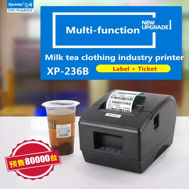 Skrivare XPrinter 236B streckkodskrivare klistermärke Skrivare 48/58mm kvitto skrivare POS -skrivare QR -kod Nondrying -etiketten Printe