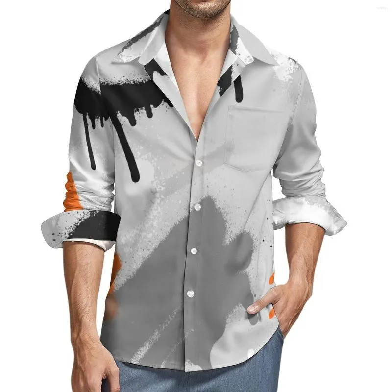 Mäns casual skjortor herrar gåvor långärmad mäns skjorta vår tryckt vänd ner krage stilfulla streetwear kläder mode dagligen sommar