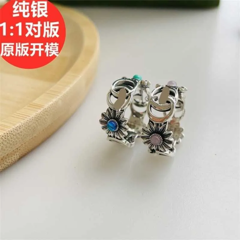 designer jewelry bracelet necklace ring 925 flower topA pine stone women's Pink Fritillaria Daisy index finger ring