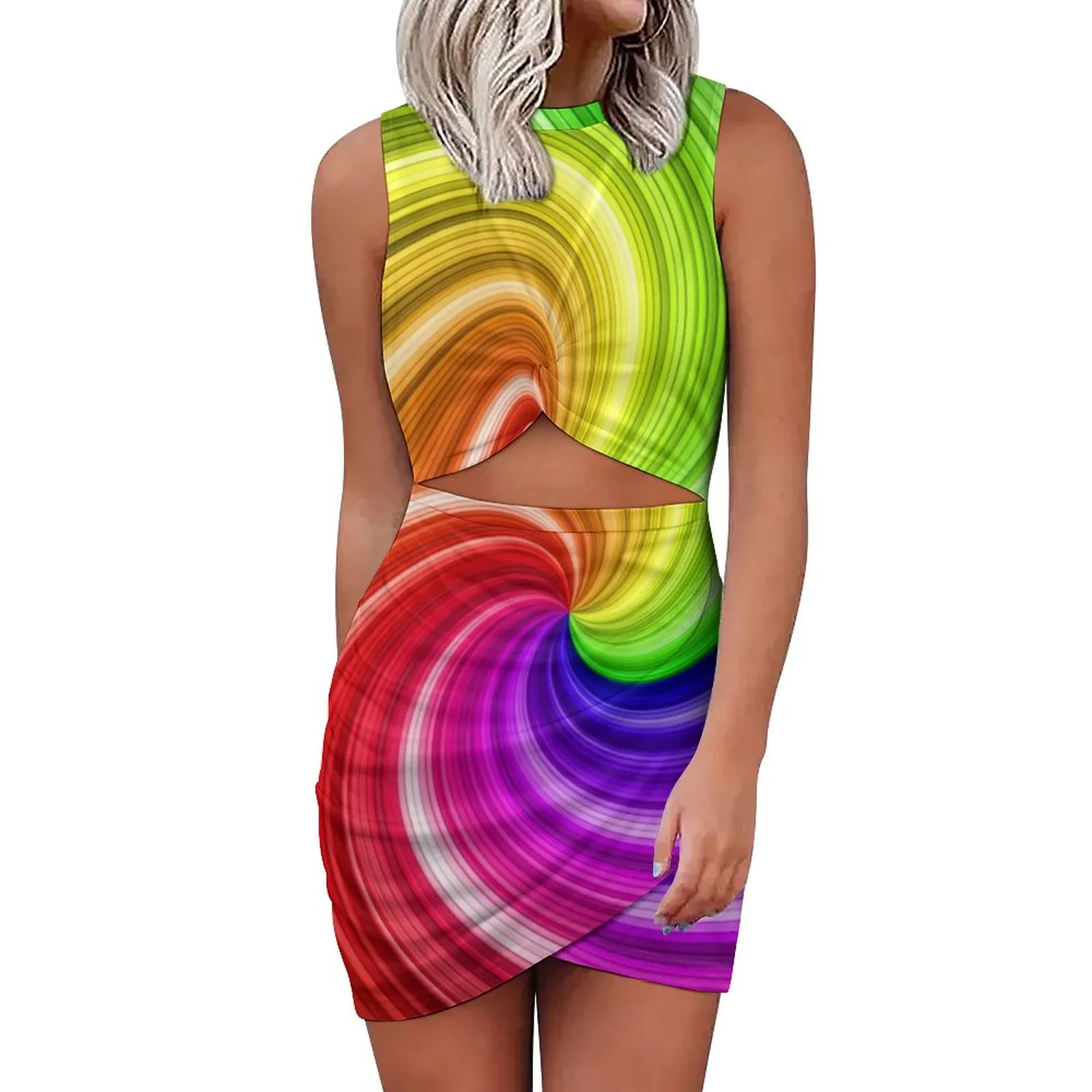 pride bodycon dress 65 MCMLXV LGBT Transgender Pride Flag Print Sleeveless Bodycon Dress L