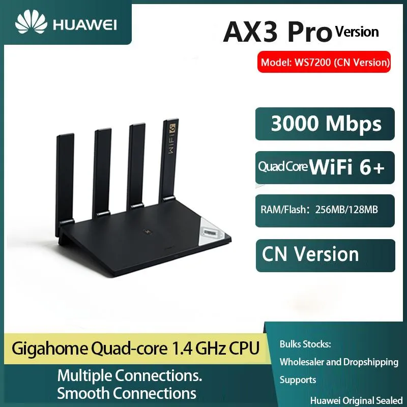 라우터 Huawei Ax3 Pro 라우터 Wi -Fi 6 + 3000mbps 쿼드 코어 WiFi 스마트 홈 메쉬 무선 라우터 쿼드 앰프 리피터 네트워크 라우터