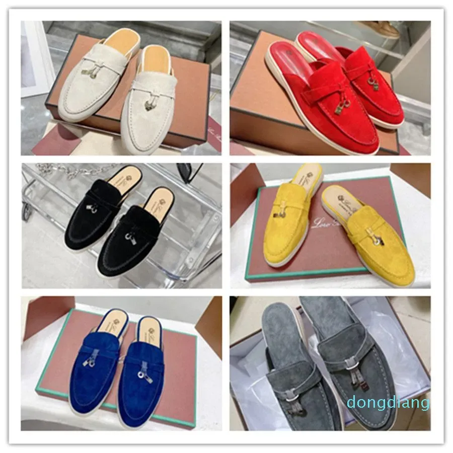 Per uomo Donna Loro Piana Scarpe casual Sandali classici Mocassini Scarpe Ciabatte piatte Slipper Designers Tendine di manzo elastico alto Taglia 35-44