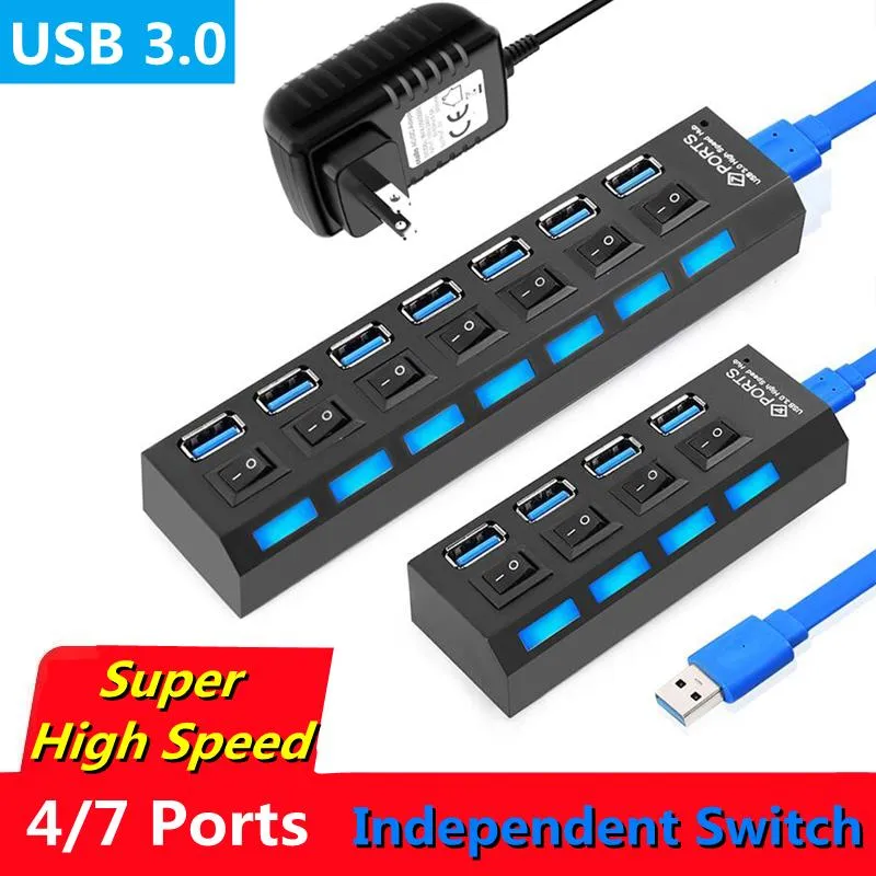 Hubs USB HUB 3.0 4/7 Ports Micro USB 3.0 HUB Splitter With Power Adapter USB Expand High Speed 5Gbps USB Splitter 3 HUB For PC Laptop