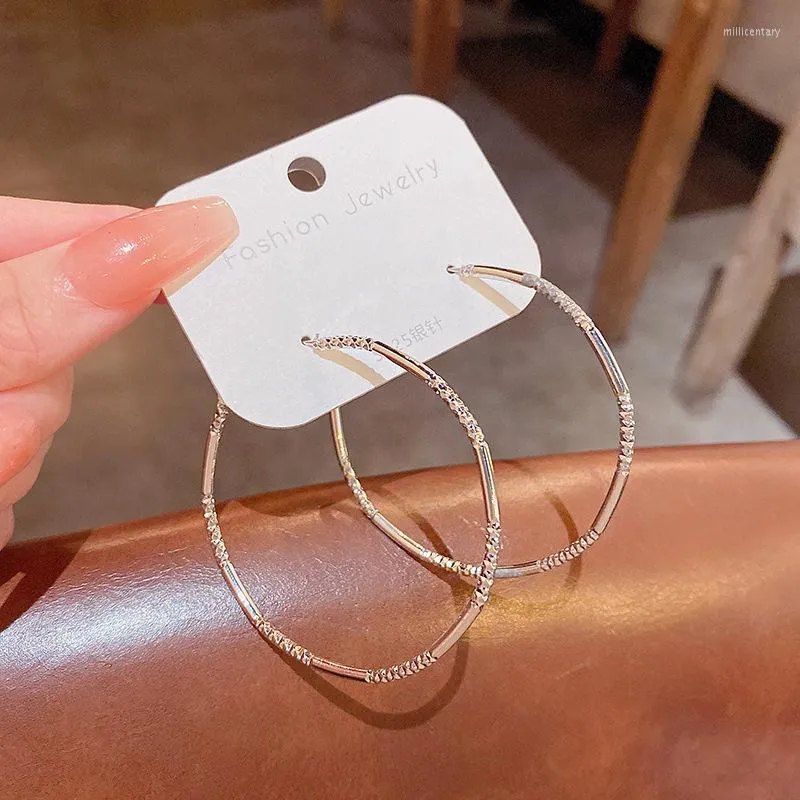 Hoop Earrings Korean Exaggerate Big Circle Sliver Brincos Simple Party Round Loop For Women Personality Fashion Jewelry