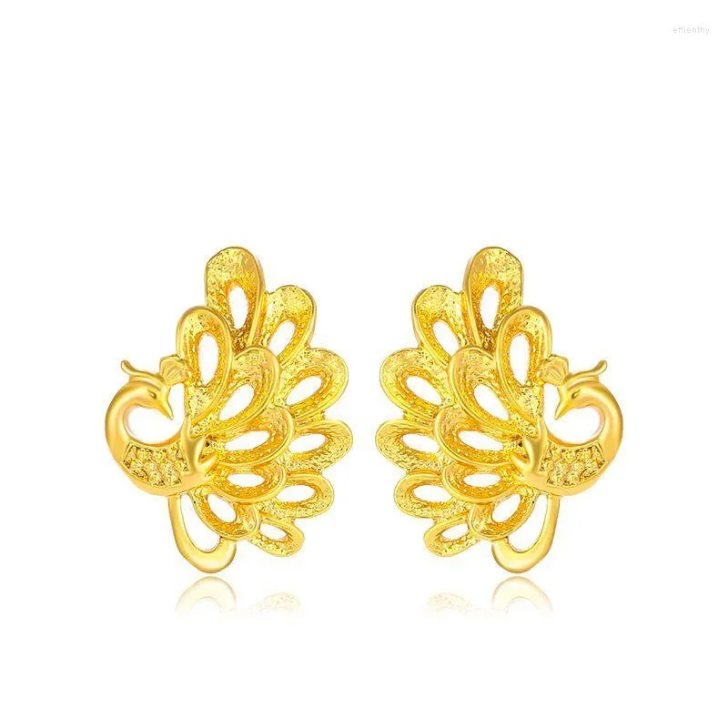 Stud Earrings MxGxFam Exquisite Peacock For Women Fashion Jewelry Pure Gold Plated