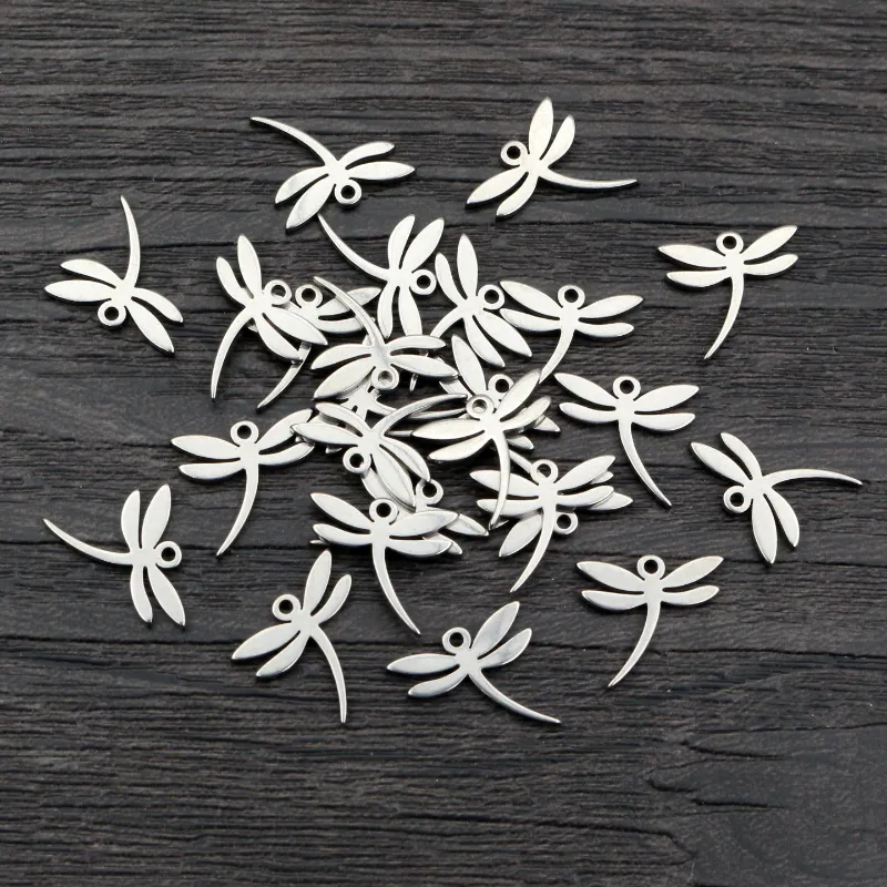 30pcs 14x15mm libellule breloques en acier inoxydable 316 pas de fondu mignon Bracelet collier pendentif breloques bijoux à bricoler soi-même faisant des résultats