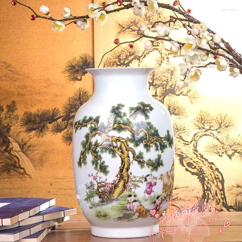 Jingdezhen Ceramics Porcelain Vase Figure Living Room TVキャビネットの装飾の花瓶の装飾春は完全な形をしています。