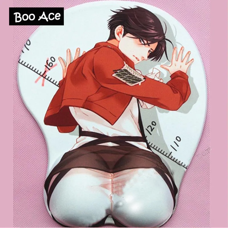 Pads Anime Mousepad Cartoon Top Angriff auf Titan Levi Handgelenkauflage Große weiche Brust 3D Gaming Mauspad Höhe 3,2 cm/1,26" kostenloser Versand