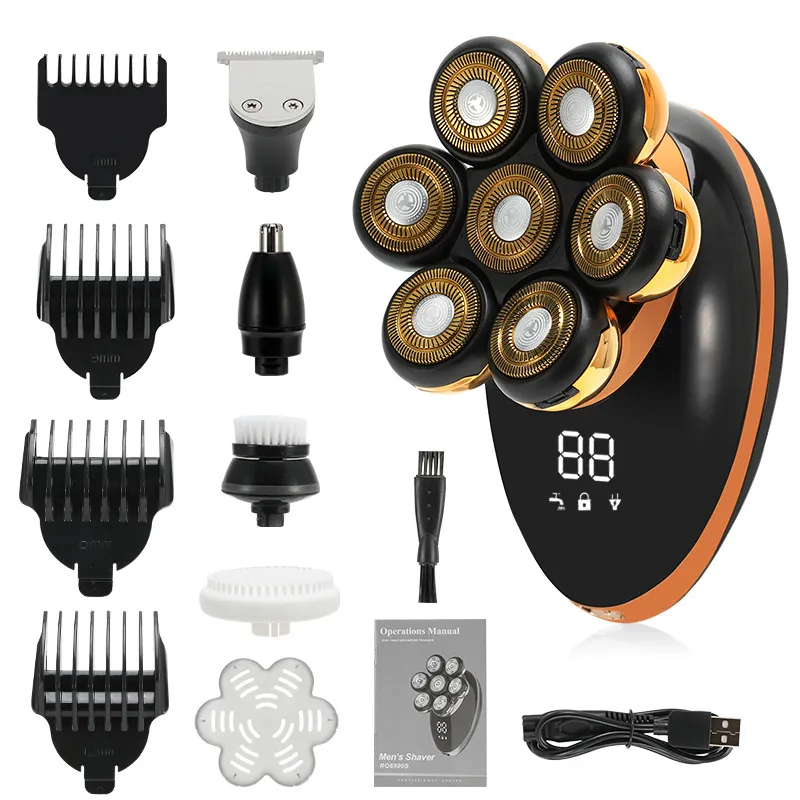 Head Shavers For Bald Men, 7D Electric Shaver Razor With Nose Hair Sideburns Trimmer Ipx7 Waterproof Wet Dry Mens Grooming Kit