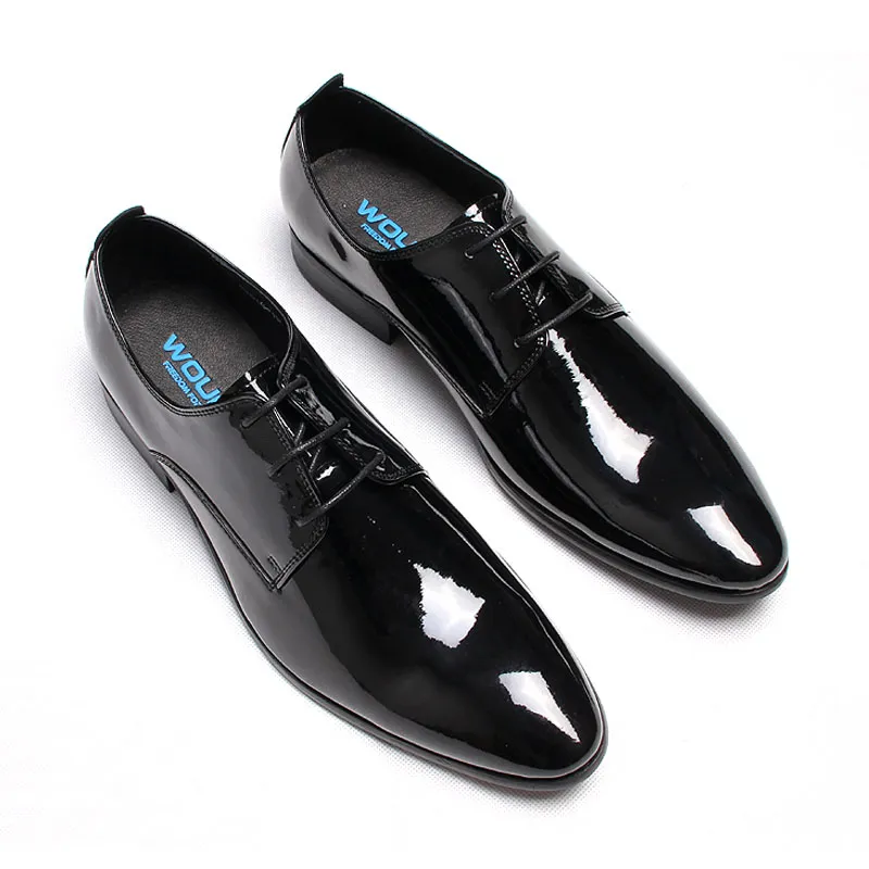 Italien bordeaux noir en cuir véritable oxford chaussures habillées en cuir verni à lacets costume chaussures chaussures mariage formel hommes chaussures