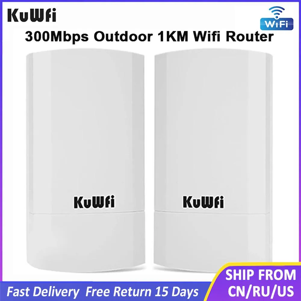 Routers KuWfi Outdoor Wifi Bridge Router 1KM 300Mbps Wireless Router Outside Indoor CPE Router Kit Wireless Bridge Wifi Repeater