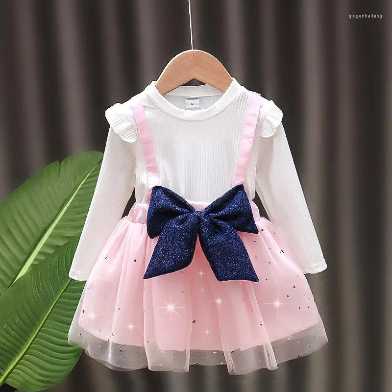 Mädchenkleider Babykleider Kleidung Bugriemen Langarm Tüll Prinzessin Kostüm Kinder Kleidung Mesh Tutu Ballkleid Kid A848