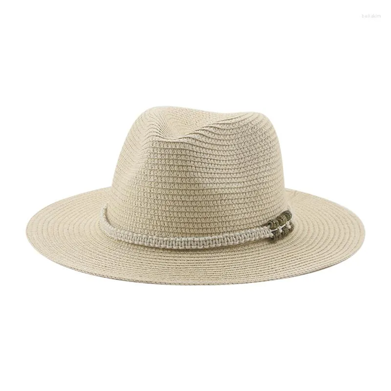 Berets Beach Hat Hats For Women Straw Sun Caps Vrouw Solid 2023 Rope Casual Luxury Man Panama Summer Sombreros Chapeau Femme