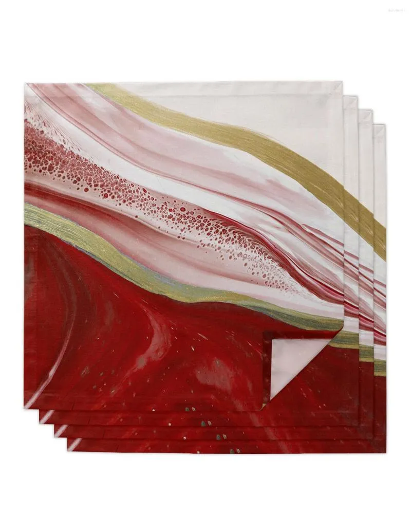 Bordservett 4st röd gradient textur marmoring fyrkant 50 cm fest bröllop dekoration tyg kök middag serverar servetter