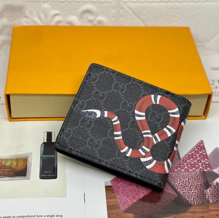 Gucci YSL Uomo Animale Portafoglio Corto In Pelle Nero Serpente