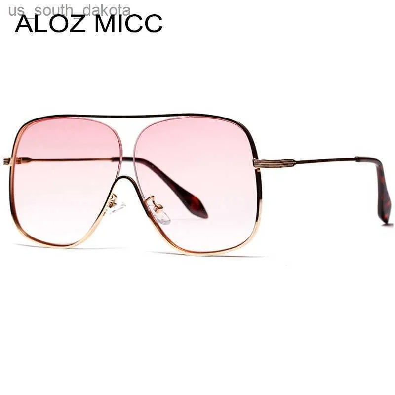 Zonnebril alz MICC NIEUWE OVERSIZE Vierkante vrouwen Zonnebrillen Designer Mode Men Metal Half Frame Sun Glazen UV400 -bril Q435 L230523