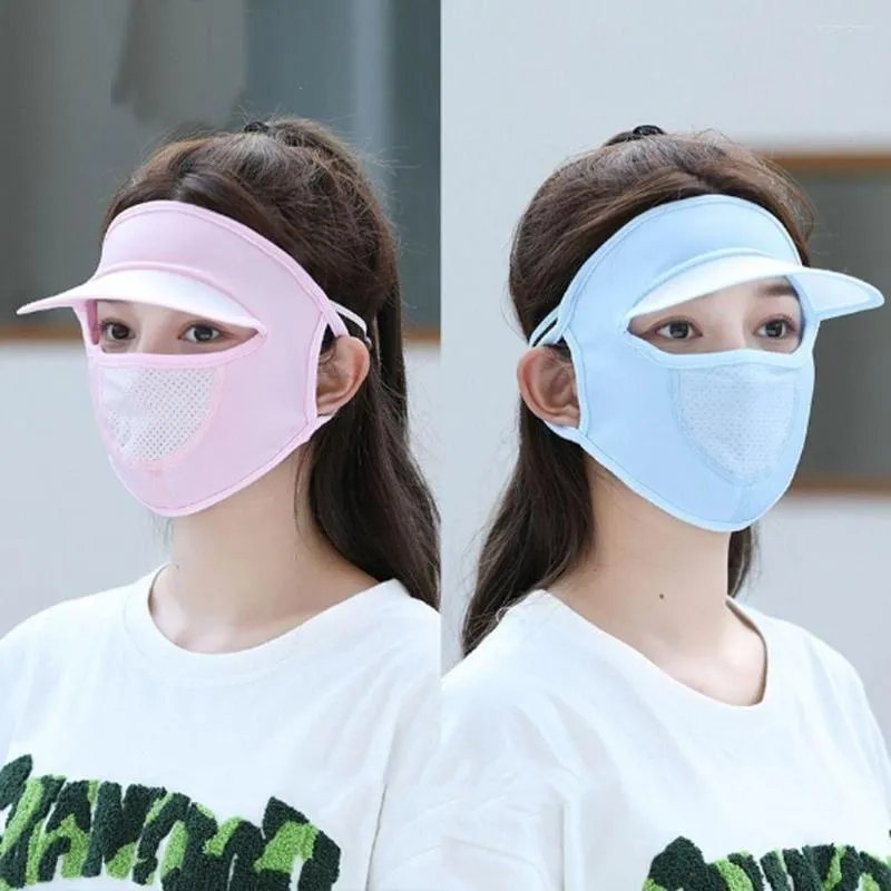 Foulards d'été Masque de protection solaire Respirant Soie Protection UV Couvre-visage Voile Gini