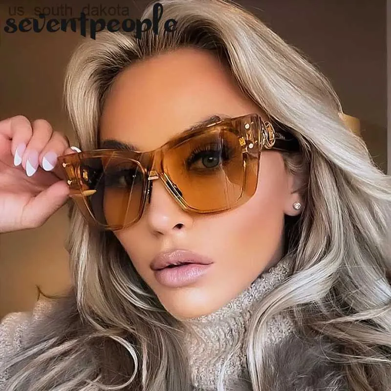 Óculos de sol sem aro os óculos de sol dos olhos gatos feminino designer de luxo novo moda cateye sol copos para mulheres de grande porte sem moldura fêmea feminina l230523