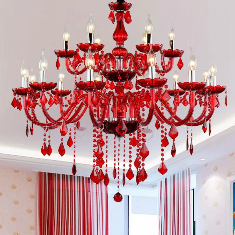 Kronleuchter Rot Kristall Wohnzimmer Esszimmer Schlafzimmer Glanz Anhänger Lampen Für Decke Hause Dekoration Suspension Leuchte