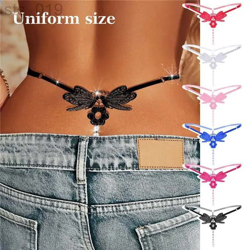 Women Low Waist Mesh Embroidered G-Strings Panties Butterfly Open