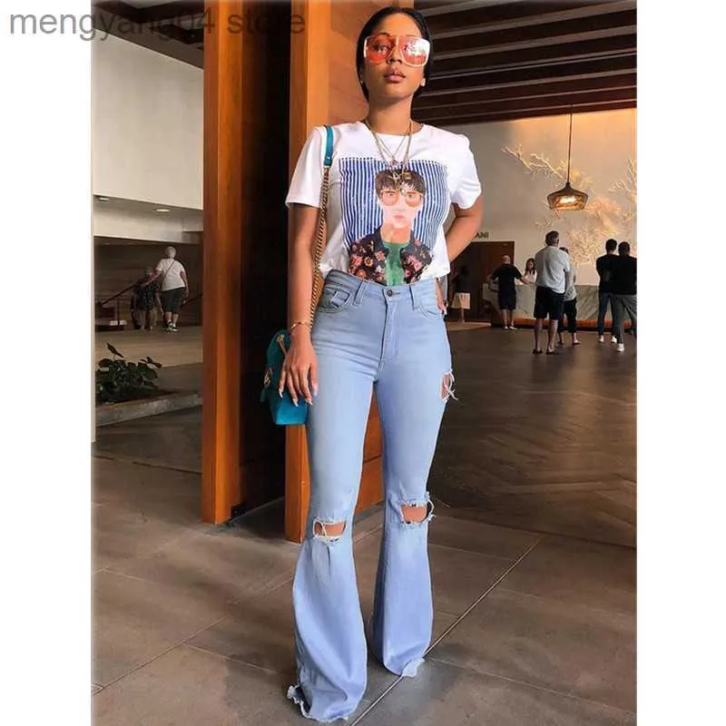 Calça flare 2025 jeans rasgado