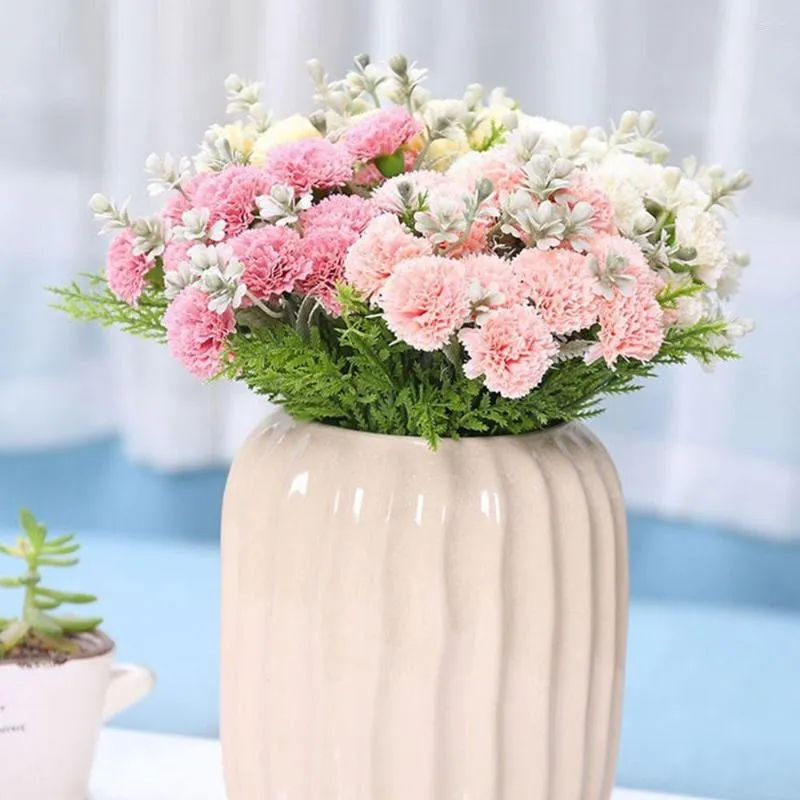 Flores decorativas 1 Bouquet Carnation realista Multi Color Artificial Flower Mother Day Professhers's Gift for Home Desktop