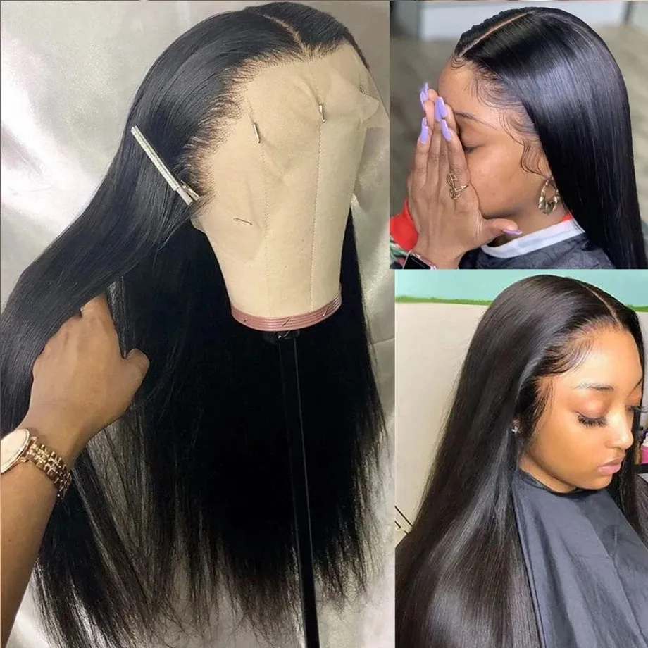 30 34 Inch 13x4 Straight HD Lace Front Wig Human Hair Pre Plucked 4x4 5x5 Transparent Lace Closure Frontal Long Wigs Black Women