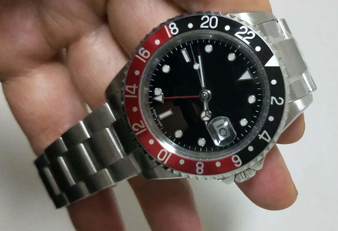 super BPF estilo antiguo Relojes de pulsera para hombres Boton de seguro 1675 Relojes antiguos Esfera negra de 40 mm Zafiro Luminoso Fecha automatica