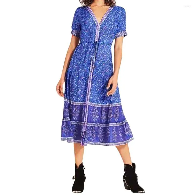 Abiti casual Elegante Bar Donna Vacanza Estate Boho Posizionamento Stampa Lungo Maxi Abito da sera da spiaggia Abbigliamento sexy femminile Vestido