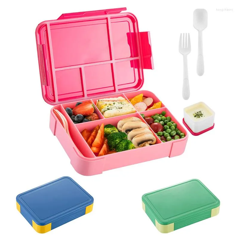 Dijkartikelen Sets Lunch Box For Kids Compartments verzegelde fruitsaladeboxen werken magnetronopslagcontainers met servies