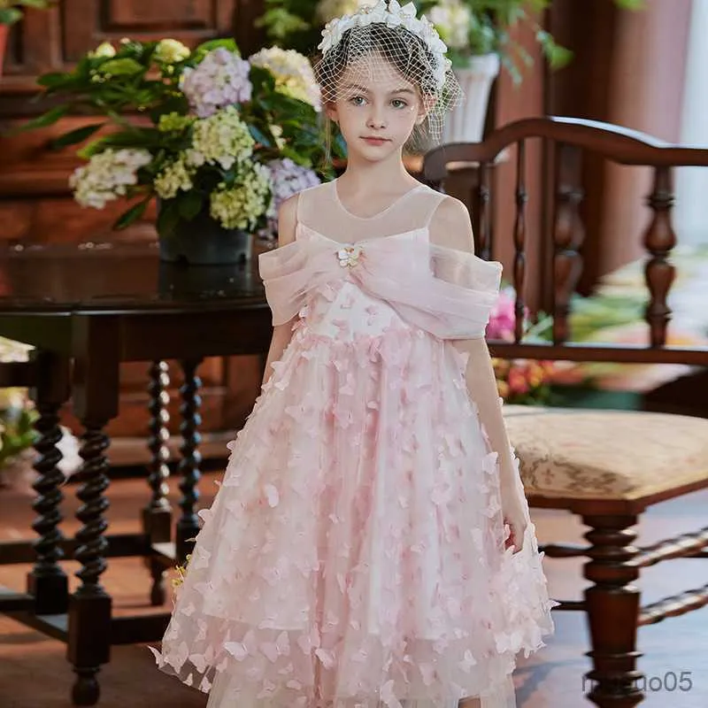 Vestidos de niña, vestido de fiesta de verano para niñas, ropa para niños, sin hombros, vestido de baile Formal elegante para niños, vestido de princesa de tul de 4 a 8 años