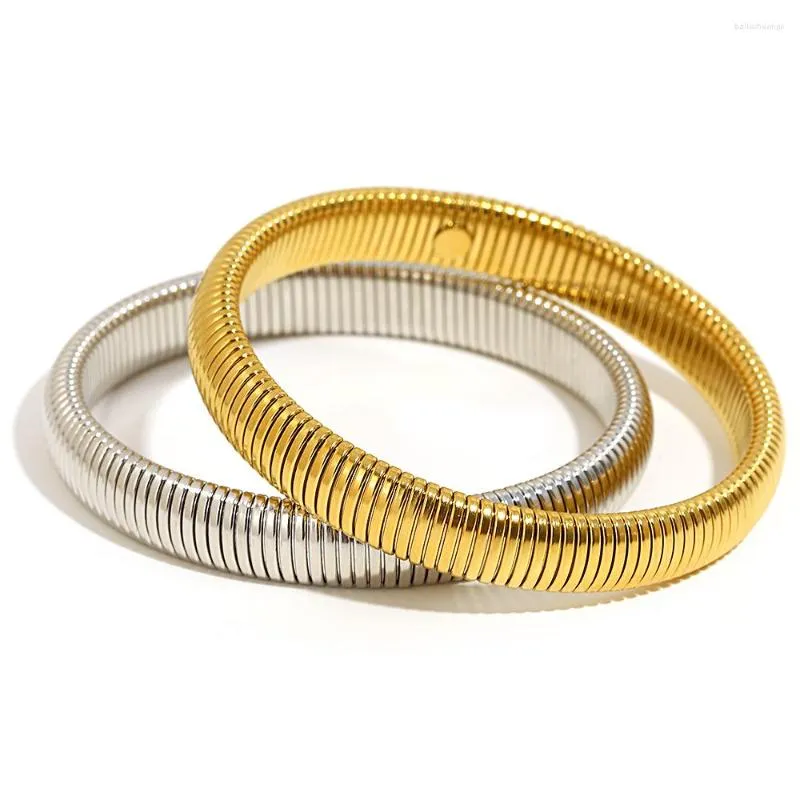 Bangle Greatera الفولاذ المقاوم للصدأ مرونة سلسلة أساور للنساء 18K الذهب مطلي سوار واسعة المجوهرات مقاومة للماء 2023