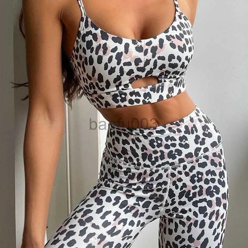 Women's Tracksuits Leopard Print Clothes Two Piece Set Women Sexy Sports Bra Running Leggings Set Sports Wear for Women Workout Set Gym J230525