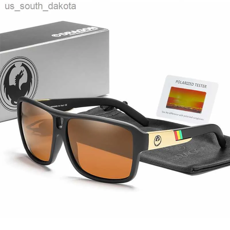 Sunglasses Dragon Brand Square Polarized Sunglasses Men Women Jam Designed Male Black Outdoor Sport Polarization UV400 Sun Glasses Eyewear L230523