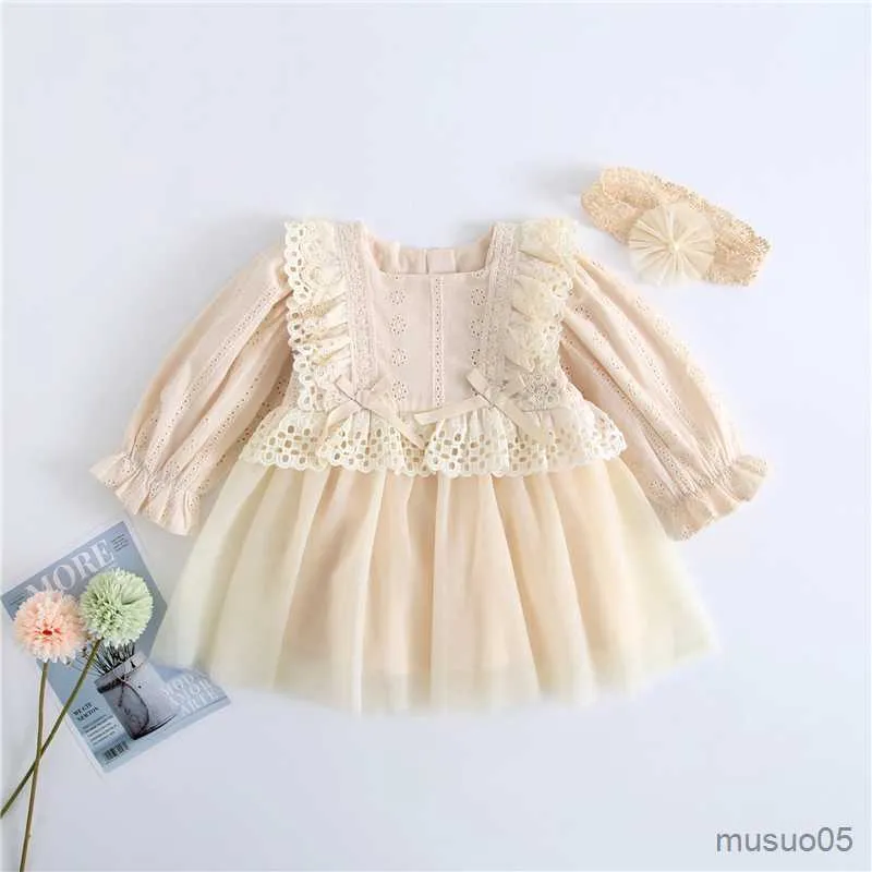 Mädchen Kleider Baby Mädchen Prinzessin Kleid Herbst Geburtstag Party Kleid Neugeborenes Taufkleid Kleinkind Kinder Kleidung mit Haarband