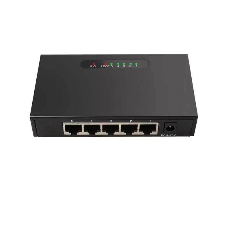 Switches Diewu DWSW7530T5 5 Port 10/100/1000 Mbps Gigabit Switch Hub Lan Ethernet Desktop Network Adapter w/Lightning Protection SPD